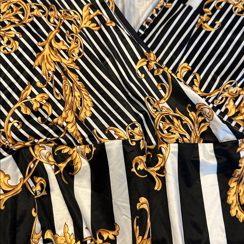 Charlotte Russe Black and Gold Striped Bodysuit - Picture 2 of 4